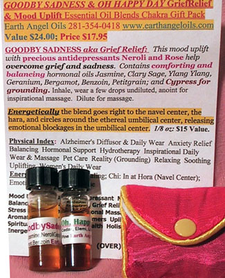 Grief Relief/Mood Uplift/Chakra Pack in Gift Bag